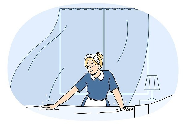 EPS 해외이미지 직업 캐릭터 라이프스타일 여자 유니폼 가사 일러스트 가정 침구 호텔 아침 노동자 아파트 실내 사람 방 침대 최고 업무 플랫 담요 만화 종업원 직원 서비스 준비 휴양지 시트 청소부 가정부 인원 정리함 벡터 해외202309 해외일러스트 일러캐릭터 주간 옷 가구 숙소 주택 내부 생활 장소 작업 파일형식