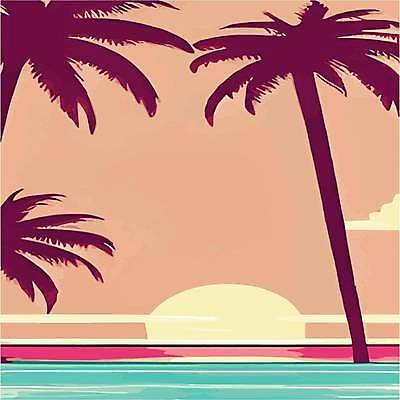 EPS 해외이미지 실루엣 바다 일러스트 하늘 해변 사람없음 야자수 태양 노을 이국적 해외202309 해외일러스트 자연요소 나무 촬영기법 파일형식 벡터