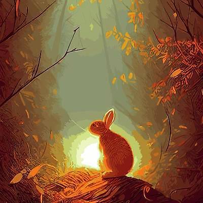 EPS 해외이미지 야생동물 일러스트 사람없음 토끼 숲 해외202309 해외일러스트 동물 포유류 반려동물 파일형식 벡터