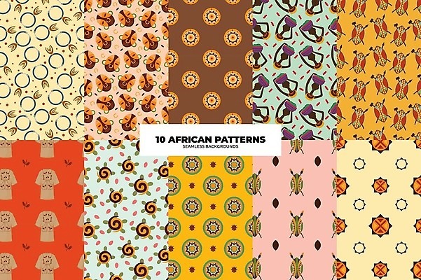 EPS 해외이미지 패턴 일러스트 아프리카 사람모양 사람없음 그래픽 세트 갈색 원주민 원주민의상 해외202309 해외일러스트 모양 나라 컬러 무늬 아프리카인 전통의상 파일형식 벡터