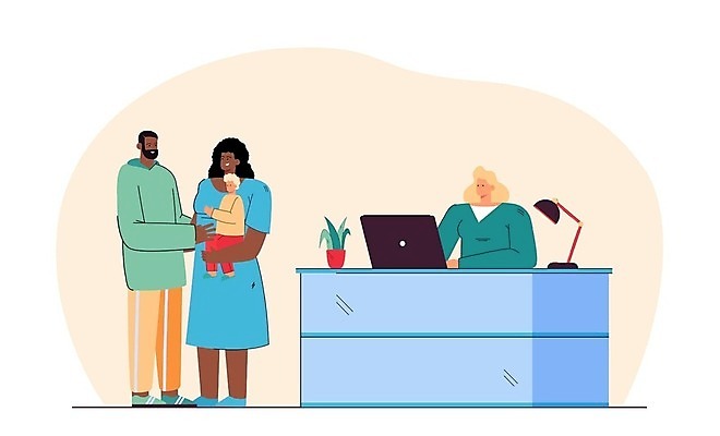 EPS 해외이미지 여자 남자 어린이 일러스트 가족 안기 함께함 소년 여러명 성인 노트북 입양 케이크스탠드 해외202309 해외일러스트 다수 컨셉 관계 모션 사람 전자제품 받침대 파일형식 벡터