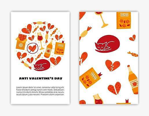 EPS 해외이미지 패턴 일러스트 발렌타인데이 사람없음 주황색 하트 낙서 깨짐 해외202309 해외일러스트 모양 컬러 컨셉 무늬 데이이벤트 파일형식 벡터