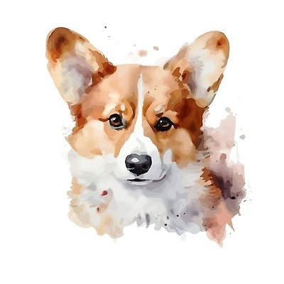 EPS 해외이미지 야생동물 일러스트 사람없음 갈색 귀여움 질감 번짐 웰시코기 해외202309 해외일러스트 동물 컬러 컨셉 개 파일형식 벡터 효과