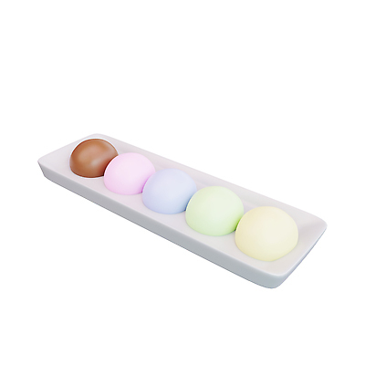 JPG 해외이미지 접시 떡 사람없음 컬러풀 3D 메뉴 모찌 일본음식 해외202309 해외포토 포토 식기 음식 컬러 디지털합성 파일형식