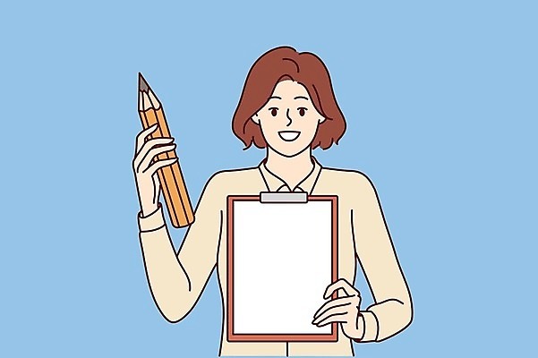 EPS 해외이미지 여자 일러스트 아이디어 한명 들기 상반신 성인 스터디 연필 교사 비즈니스우먼 서류판 성인여자한명만 해외202309 해외일러스트 직업 1 컨셉 비즈니스 모션 학용품 사람 학습 필기구 사무용품 직장인 여자한명만 성인여자만 파일형식 벡터