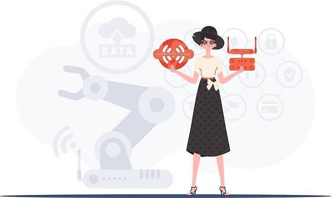 EPS 해외이미지 전신 여자 일러스트 한명 성인 선글라스 와이파이 사물인터넷 성인여자한명만 해외202309 해외일러스트 1 안경 정보기술 사람 무선인터넷 여자한명만 성인여자만 파일형식 벡터