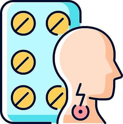 EPS 해외이미지 일러스트 의학 신체부위 알약 머리 인후통 해외202309 해외일러스트 사람 약 질병 파일형식 벡터