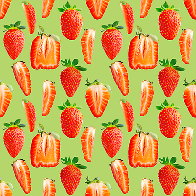 포토 JPG 해외이미지 조각 패턴 딸기 단면 사람없음 초록배경 해외202309 해외포토 백그라운드 무늬 과일 초록색 파일형식