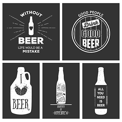 EPS 해외이미지 일러스트 맥주 주류 병맥주 사람없음 라벨 회색 밀 심볼 보리 이삭 맥주통 오크통 홉 썬버스트 해외202309 해외일러스트 식물 디자인 음료 컬러 곡류 프레임 파일형식 벡터