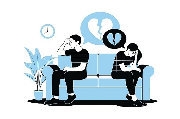 EPS 해외이미지 캐릭터 커플 남자 감정 결혼 컨셉 2 일러스트 가족 관계 남편 함께함 사람 성인 우정 슬픔 아내 쌍 플랫 좌절 충돌 싸움 문제 불만 부정적 위기 이혼 지원 트러블 벡터 해외202309 해외일러스트 일러캐릭터 모션 이벤트 친구 파일형식