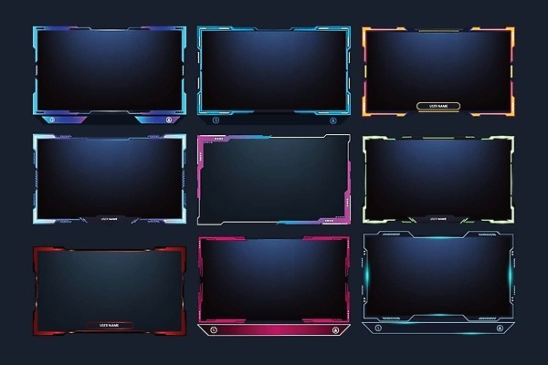 EPS 해외이미지 템플릿 일러스트 검은배경 미래 빨간색 파란색 디지털 흐름 게임 레이아웃 덮기 게이머 인터페이스 해외202309 해외일러스트 컬러 백그라운드 컨셉 모션 놀이 검은색 파일형식 벡터