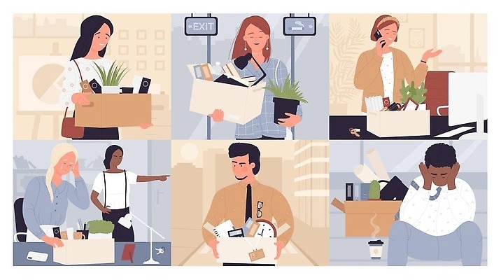 EPS 해외이미지 직업 캐릭터 행복 감정 백그라운드 이동 일러스트 비즈니스 스트레스 피곤 사람 세트 상자 사무실 검은색 잡기 업무 비즈니스맨 플랫 결과 발사 만화 실업 종업원 직원 문제 파산 나쁜 교체 떠남 압력 어려움 트러블 벡터 해외202309 해외일러스트 일러캐릭터 남자 컬러 컨셉 모션 금융 작업 직장인 파일형식