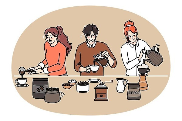 EPS 해외이미지 직업 라이프스타일 산업 커피 음료 일러스트 비즈니스 아침 사람 컵 식당 기계 카페 장비 신선 최고 바 뜨거움 아침식사 제조 작음 굽기 직원 서비스 준비 그림 만들기 윤곽 바리스타 그라인더 갈기 카푸치노 카페테리아 에스프레소 습관 라떼 방법 양조 카페인 벡터 해외202309 해외일러스트 주간 식기 모션 생활 상점 식사 크기 구이 커피용품 파일형식 자연요소 음식 오브젝트