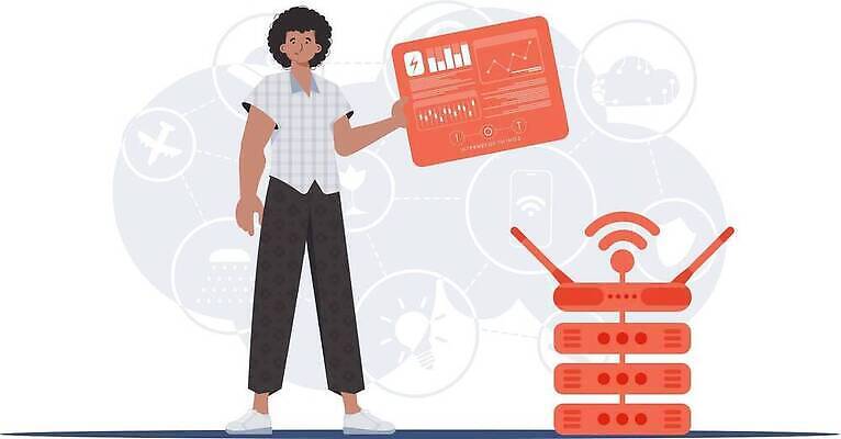 EPS 해외이미지 전신 남자 일러스트 한명 들기 성인 와이파이 사물인터넷 성인남자한명만 해외202309 해외일러스트 1 모션 정보기술 사람 무선인터넷 남자한명만 성인남자만 파일형식 벡터