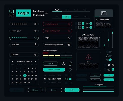 EPS 해외이미지 템플릿 디자인 일러스트 모바일 그래픽 세트 디지털 검은색 웹 달력 플랫 암호 야간 사인 메뉴 서식 보안 페이지 스위치 온라인 네비게이션 조립 UI 계좌 로그인 반응 사생활 소셜미디어 신분증 엘리먼트 와이어프레임 방식 해외202309 해외일러스트 자연요소 컬러 인터넷 안전 금융 증명서 파일형식 벡터