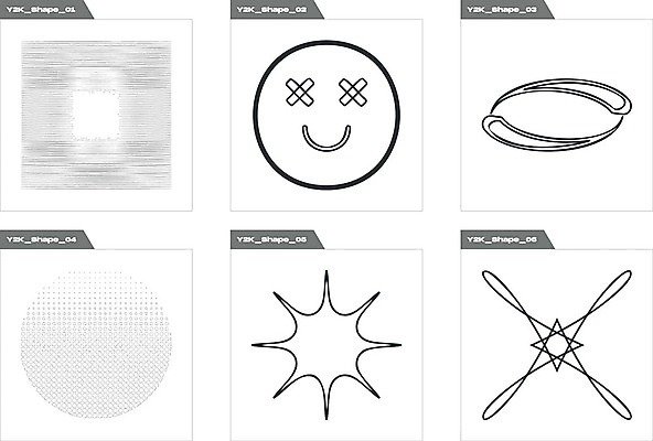 EPS 해외이미지 별 일러스트 추상 사람없음 그래픽 세트 검은색 원형 라인아트 복고 엘리먼트 Y2K 해외202309 해외일러스트 자연요소 도형 선 컬러 컨셉 무늬 파일형식 벡터