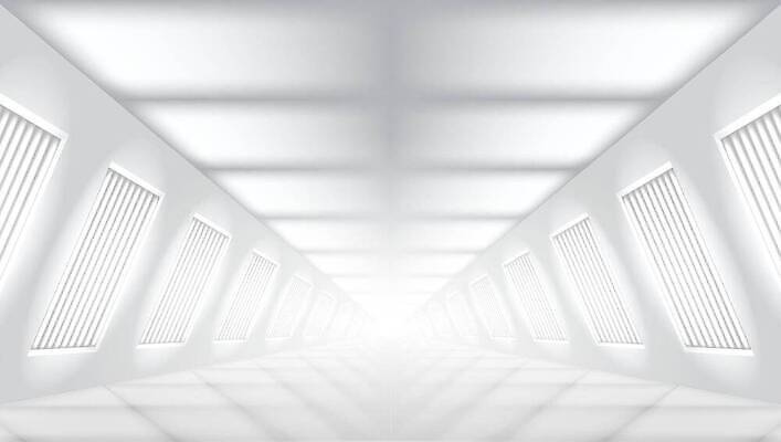 EPS 해외이미지 벽 백그라운드 일러스트 건축양식 추상 미래 바닥 실내 내부 빛 3D 우주 방 흰색 홀 복도 터널 빛망울 방법 벡터 비어있는 해외202309 해외일러스트 건축 길 컬러 컨셉 무늬 공간 디지털합성 파일형식