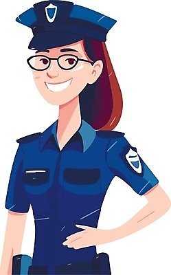 EPS 해외이미지 여자 허리손 일러스트 한명 상반신 성인 여경 성인여자한명만 안경낌 해외202309 해외일러스트 1 안경 포즈 사람 경찰 여자한명만 성인여자만 파일형식 벡터