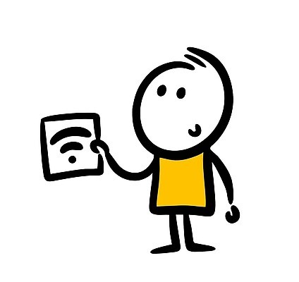 EPS 해외이미지 종이 인물캐릭터 일러스트 한명 들기 사람 낙서 와이파이 심플 해외202309 해외일러스트 일러캐릭터 캐릭터 1 모션 무선인터넷 파일형식 벡터