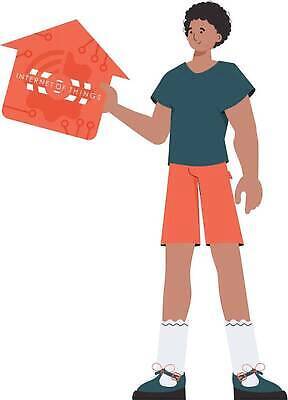 EPS 해외이미지 전신 남자 일러스트 한명 들기 성인 사물인터넷 성인남자한명만 집모양 해외202309 해외일러스트 모양 1 모션 정보기술 사람 남자한명만 성인남자만 파일형식 벡터