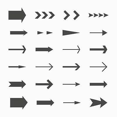 EPS 해외이미지 화살표 일러스트 사람없음 세트 검은색 다양 낙서 오른쪽 방향 손그림 엘리먼트 해외202309 해외일러스트 컬러 다수 파일형식 벡터