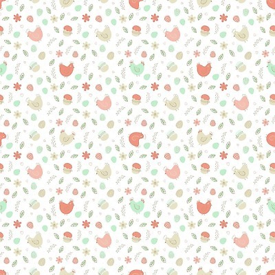 EPS 해외이미지 꽃 백그라운드 잎 패턴 일러스트 사람없음 귀여움 컵케이크 닭캐릭터 해외202309 해외일러스트 식물 동물캐릭터 컨셉 무늬 케이크 닭 파일형식 벡터