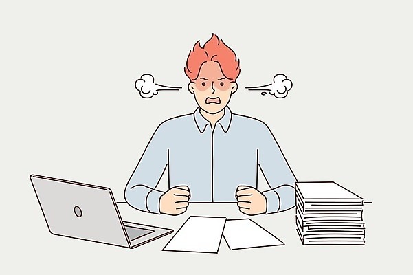 EPS 해외이미지 남자 일러스트 한명 상반신 성인 노트북 분노 보고서 성인남자한명만 해외일러스트 1 감정 사람 전자제품 남자한명만 성인남자만 파일형식 벡터