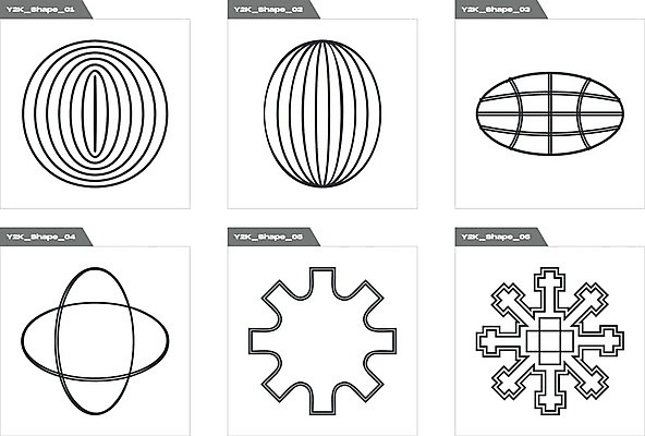 EPS 해외이미지 디자인 일러스트 추상 사람없음 그래픽 세트 검은색 원형 라인아트 기하학 해외202309 해외일러스트 도형 선 컬러 무늬 파일형식 벡터