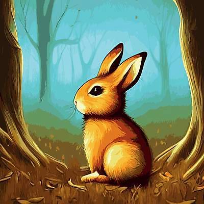 EPS 해외이미지 나무 야생동물 일러스트 사람없음 토끼 숲 해외202309 해외일러스트 식물 동물 포유류 반려동물 파일형식 벡터