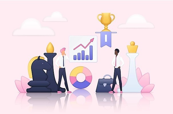 EPS 해외이미지 전신 남자 화살표 분홍색 허리손 잎 서류가방 일러스트 그래프 정장 손짓 성인 두명 경쟁 비즈니스맨 체스말 체스 트로피 경영자 상승 전략 성인남자만 해외202309 해외일러스트 식물 옷 컬러 포즈 컨셉 가방 비즈니스 모션 놀이 사람 말_게임 직장인 상_우승 리더 남자만 성인만 파일형식 벡터