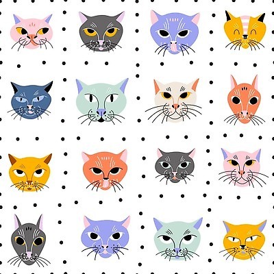 EPS 해외이미지 백그라운드 패턴 일러스트 사람없음 컬러풀 고양이 패턴백그라운드 해외일러스트 컬러 무늬 포유류 반려동물 파일형식 벡터