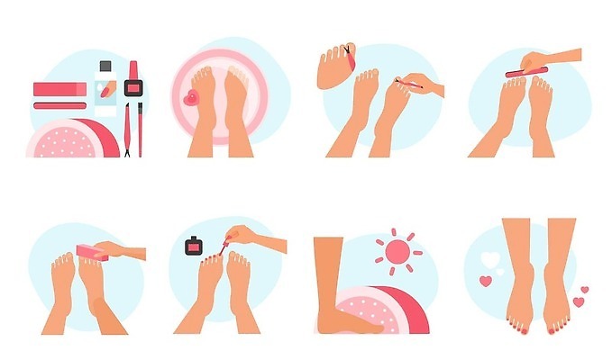 EPS 해외이미지 직업 손 디자인 여자 컨셉 신체 일러스트 손가락 맨발 발 사람 치료 물 세트 뷰티 유행 상점 웹 스파 목욕 화장품 장비 공구 잡기 못 플랫 손톱 만화 수집 파일 장면 광택 발목 조립 고립 돌봄 양발 위생관리 페디큐어 벡터 해외202309 해외일러스트 자연요소 인터넷 의학 모션 관리 신체부위 청결 도구 파일형식