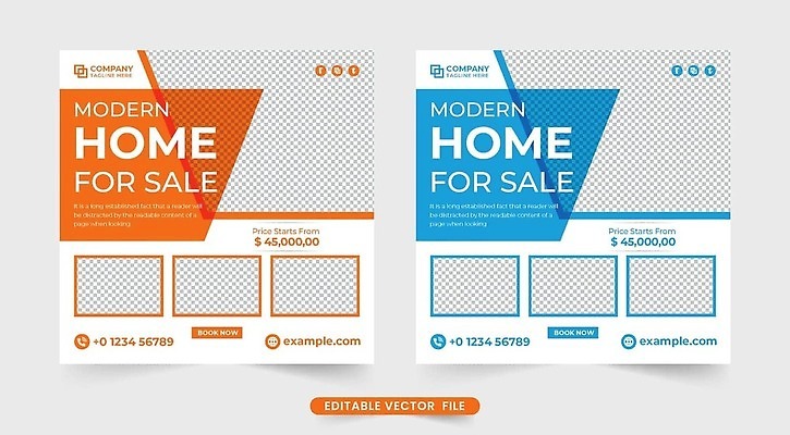 EPS 해외이미지 템플릿 디자인 배너 일러스트 비즈니스 부동산 아파트 서비스 승진 개발 마케팅 소셜미디어 벡터 미니멀리스트 미니멀 해외202309 해외일러스트 주택 재산 파일형식