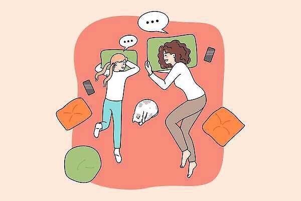 EPS 해외이미지 라이프스타일 딸 행복 어린이 일러스트 관계 엄마 휴식 주택 함께함 말하기 대화 미소 사람 10대 부모 침묵 시간 최고 플랫 닫기 결합 비밀 그림 윤곽 주말 공유 소통 통일 벡터 비용 해외202309 해외일러스트 감정 컨셉 가족 모션 청소년 표정 건물 생활 경제 소리 파일형식