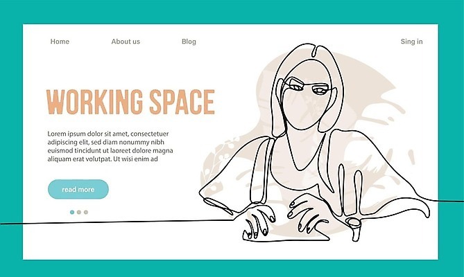 EPS 해외이미지 여자 일러스트 비즈니스 한명 상반신 성인 비즈니스우먼 성인여자한명만 코워킹스페이스 해외202309 해외일러스트 1 사람 직장인 여자한명만 성인여자만 파일형식 벡터 공유경제