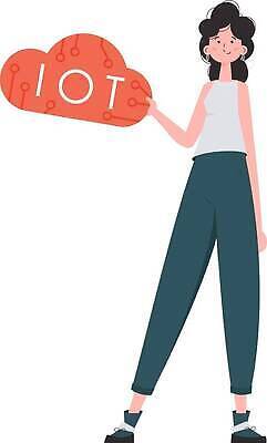 EPS 해외이미지 전신 여자 일러스트 한명 들기 성인 클라우드서비스 사물인터넷 성인여자한명만 해외202309 해외일러스트 1 모션 정보기술 사람 서비스 여자한명만 성인여자만 파일형식 벡터