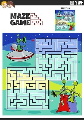 EPS 해외이미지 템플릿 캐릭터 디자인 교육 별 길 선 일러스트 출입구 취미 그래픽 우주 유치원 행성 외계인 게임 퍼즐 어플리케이션 만화 방향 입장 검색 그림 UFO 문제집 미로 해결 방법 벡터 해외202309 해외일러스트 일러캐릭터 자연요소 놀이 책 미확인물체 파일형식