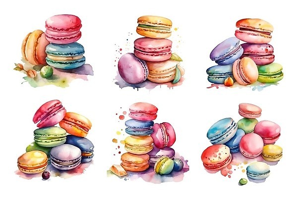 EPS 해외이미지 디자인 음식 컬러 일러스트 디저트 수채화 사탕 선물 미술 세트 컬러풀 쌓기 쿠키 케이크 여러개 빵집 프랑스 달콤 맛 설탕 심볼 크림 메뉴 그림 모음 마카롱 프랑스어 고립 머랭 페스츄리 벡터 맛있는 해외202309 해외일러스트 문자 유럽 빵 다수 컨셉 모션 문화예술 상점 파일형식