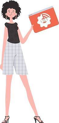 EPS 해외이미지 전신 여자 일러스트 한명 들기 성인 인터넷창 사물인터넷 성인여자한명만 해외202309 해외일러스트 1 인터넷 모션 정보기술 사람 여자한명만 성인여자만 파일형식 벡터