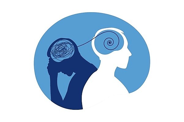 EPS 해외이미지 실루엣 일러스트 사람모양 숙이기 사람없음 파란색 엉킴 연결 뇌 우울감 우울증 조울증 해외202309 해외일러스트 모양 감정 컬러 포즈 촬영기법 질병 파일형식 벡터