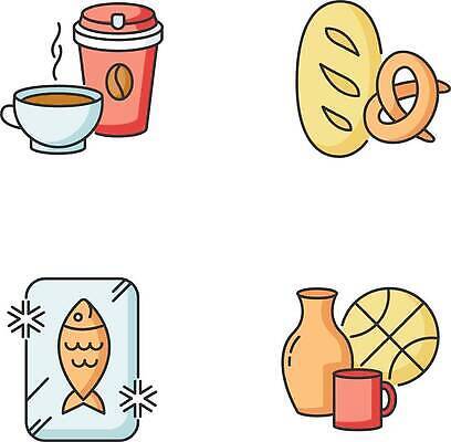 EPS 해외이미지 클립아트 디자인 잡화 커피 음료 음식 컬러 컨셉 일러스트 어류 컵 세트 픽토그램 상점 냉동 웹 빵집 머그컵 신선 시장 플랫 차 상품 만화 수집 심볼 상업 심플 윤곽 팩 소매 덩어리 슈퍼마켓 전자상거래 고립 번 엘리먼트 페스츄리 항목 브레첼 벡터 해외202309 해외일러스트 식기 빵 인터넷 디저트 수중동물 화장품 파일형식
