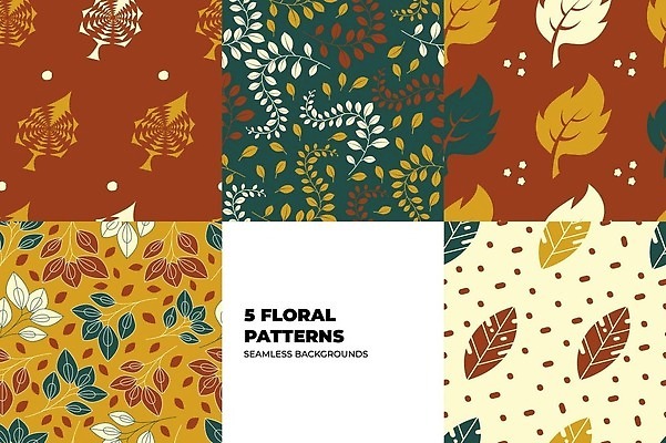 EPS 해외이미지 단풍 낙엽 패턴 일러스트 나뭇잎 사람없음 그래픽 초록색 세트 갈색 주황색 해외202309 해외일러스트 컬러 잎 무늬 파일형식 벡터