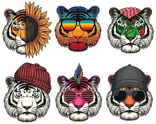 EPS 해외이미지 동물 캐릭터 디자인 얼굴 야생동물 셔츠 일러스트 장신구 포유류 자연 털 동물원 미술 그래픽 세트 머리 유행 고양이 힘 수확 호랑이 인쇄 위험 만화 수집 문신 사파리 보따리 복고 육식동물 80대 고립 공격적 마스코트 스타일 벡터 해외202309 해외일러스트 일러캐릭터 노년 컨셉 상의 농업 문화예술 신체부위 반려동물 생태계 파일형식