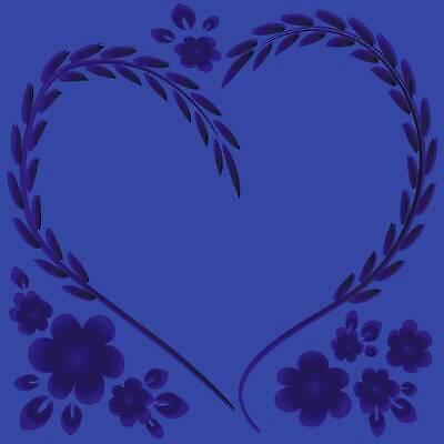 EPS 해외이미지 디자인 꽃 백그라운드 일러스트 프레임 사랑 사람없음 파란색 하트 해외202309 해외일러스트 모양 식물 감정 컬러 파일형식 벡터