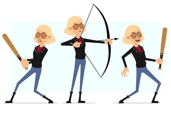 EPS 해외이미지 캐릭터 여자 행복 얼굴 일러스트 화살 피곤 말하기 서기 미소 사람 세트 금발 선글라스 걷기 재킷 분노 표현 작업 플랫 발사 가죽 만화 사인 활 싸움 전쟁 애니메이션 고립 바이크레이서 상대 스타일 벡터 해외202309 해외일러스트 일러캐릭터 헤어스타일 감정 안경 컨셉 모션 표정 신체부위 외투 파일형식