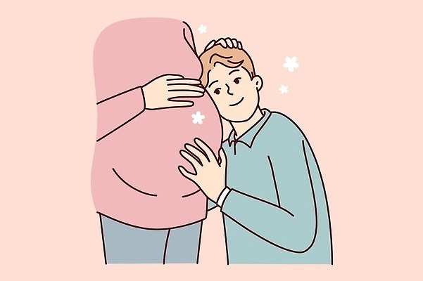 EPS 해외이미지 부부 여자 남자 일러스트 안기 사랑 상반신 성인 두명 임산부 임신 듣기 성인만 해외일러스트 커플 감정 모션 사람 파일형식 벡터