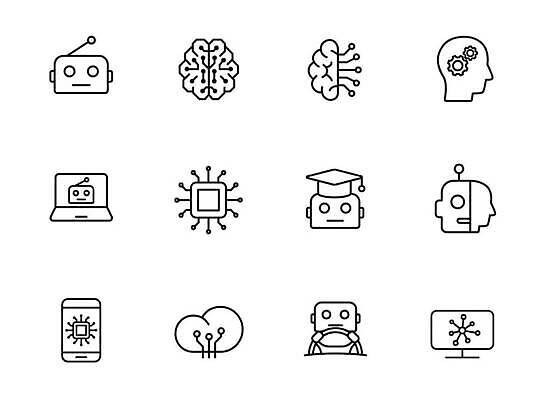 EPS 해외이미지 편집 디자인 선 과학 컨셉 일러스트 공장 기술 사람 노트북 컴퓨터 세트 픽토그램 머리 디지털 검은색 웹 기계 마음 네트워크 운전사 스마트 심볼 로봇 사인 뇌 윤곽 시스템 혁명 UI 고립 인공 지능 벡터 해외202309 해외일러스트 직업 컬러 인터넷 공업 신체부위 전자제품 파일형식
