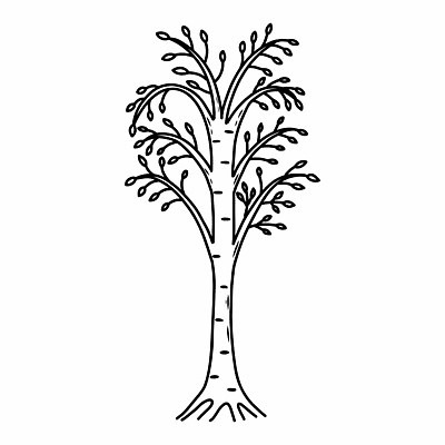 EPS 해외이미지 나무 식물 선 스티커 일러스트 자연 여름 봄 낙서 숲 스케치 심볼 사인 윤곽 손그림 자작나무 엘리먼트 해외202309 해외일러스트 계절 미술 생태계 파일형식 벡터