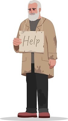 EPS 해외이미지 클립아트 백인 캐릭터 디자인 남자 유럽 50대 돈 일러스트 간판 서기 사람 성인 흰색 플랫 60대 가난 만화 실업 배고픔 묘사 사인 상업 심플 문제 기부 난민 거지 노숙자 고립 옛날 트러블 헬프 스타일 벡터 현실 자선단체 디테일 해외202309 해외일러스트 일러캐릭터 서양인 노년 나라 컬러 중년 컨셉 비즈니스 모션 도움 그룹 재산 자선 파일형식