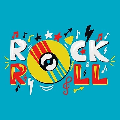 EPS 해외이미지 디자인 일러스트 타이포그라피 사람없음 파란색 락 해외202309 해외일러스트 문자 컬러 로큰롤 파일형식 벡터